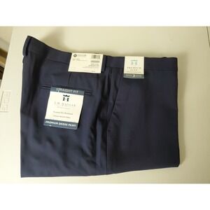 JM Haggar Premium Dress Pant Men Size 42X30 Blue Stretch Fabric Straight Fit NWT
